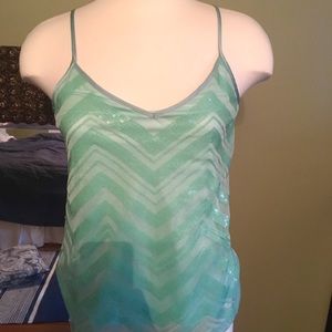 Banana Republic sequin mint green tank